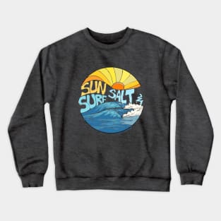 Sun Salt & Surf retro summer wave art Crewneck Sweatshirt